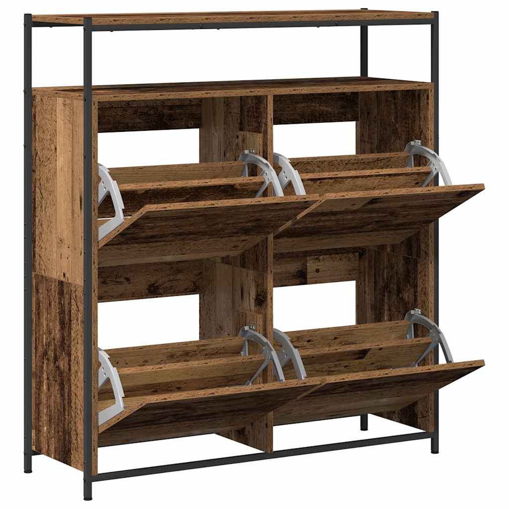 Mobile per scarpe con porta Legno vecchio 100 x 34 x 112 cm