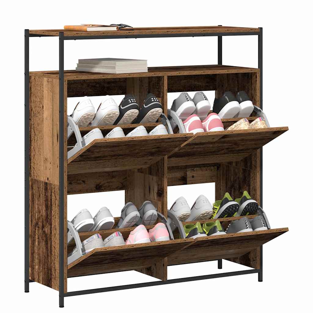 Mobile per scarpe con porta Legno vecchio 100 x 34 x 112 cm