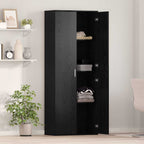 Credenza Rovere Nero 70 x 33.5 x 180 cm Legno multistrato