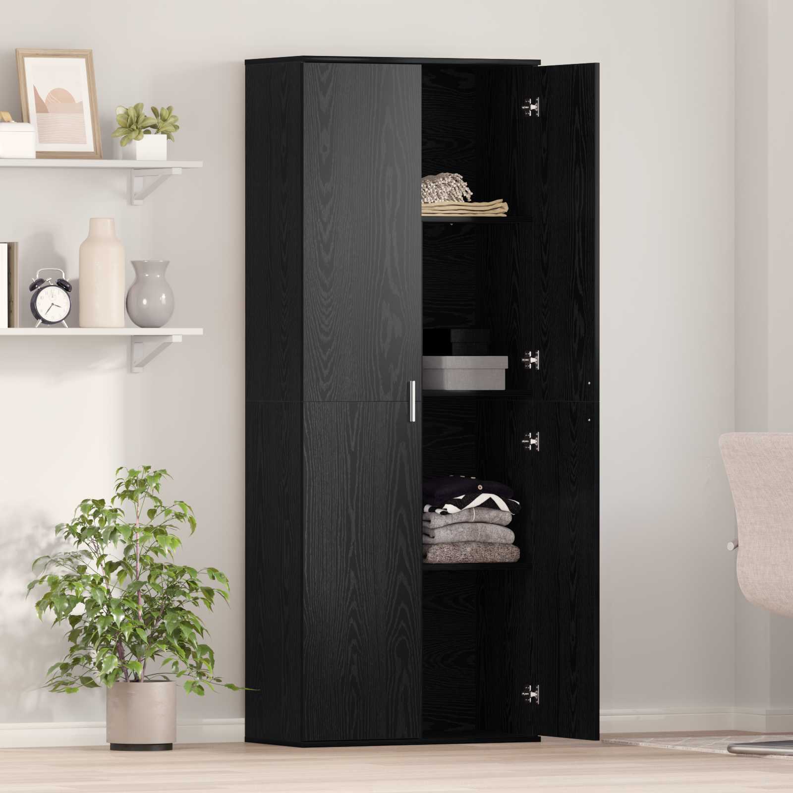 Credenza Rovere Nero 70 x 33.5 x 180 cm Legno multistrato