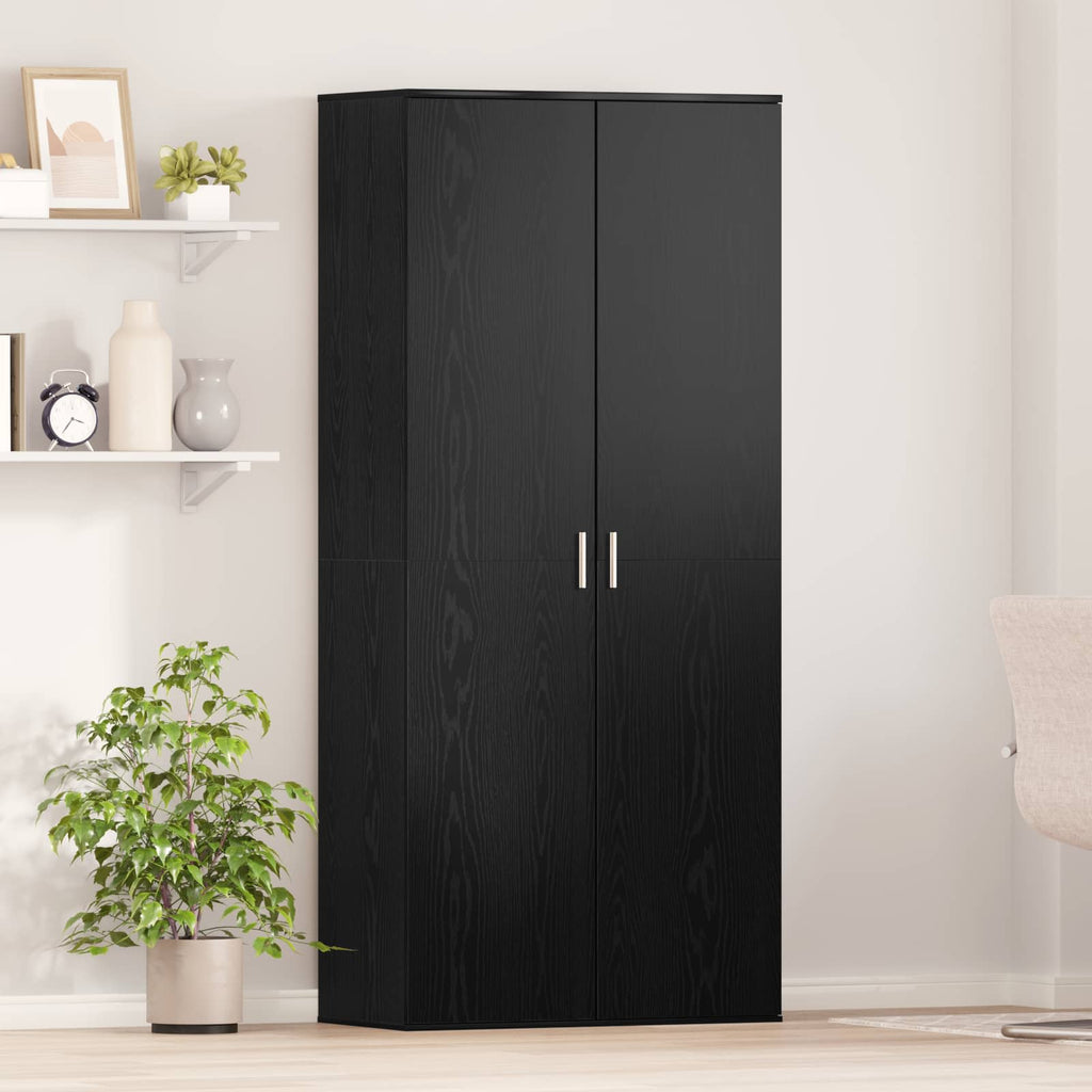 Credenza Rovere nero 80 x 39 x 178 cm Legno multistrato
