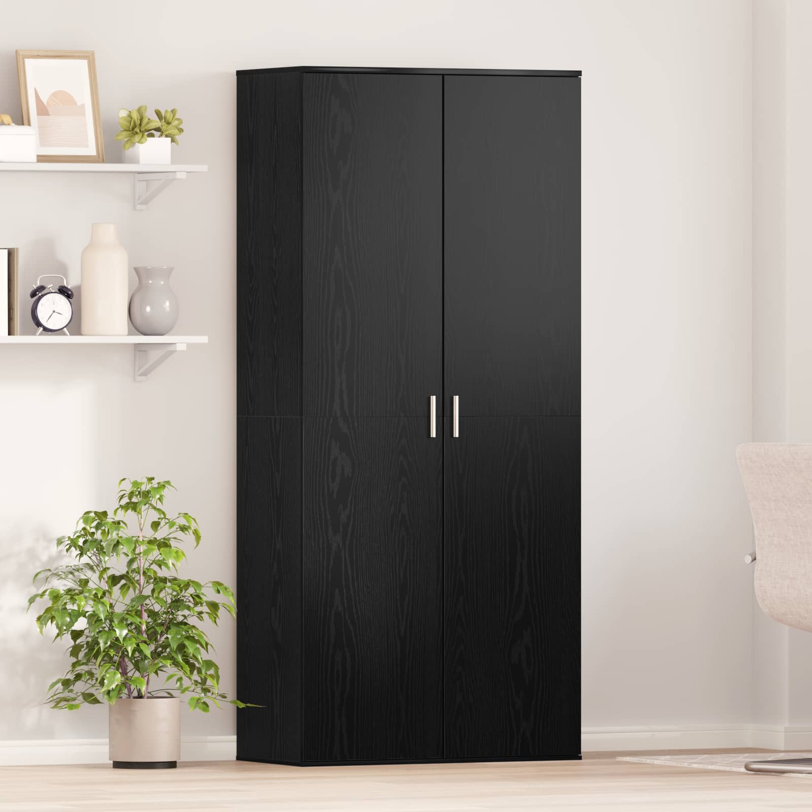 Credenza Rovere nero 80 x 39 x 178 cm Legno multistrato