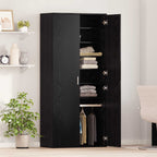 Credenza Rovere nero 80 x 39 x 178 cm Legno multistrato