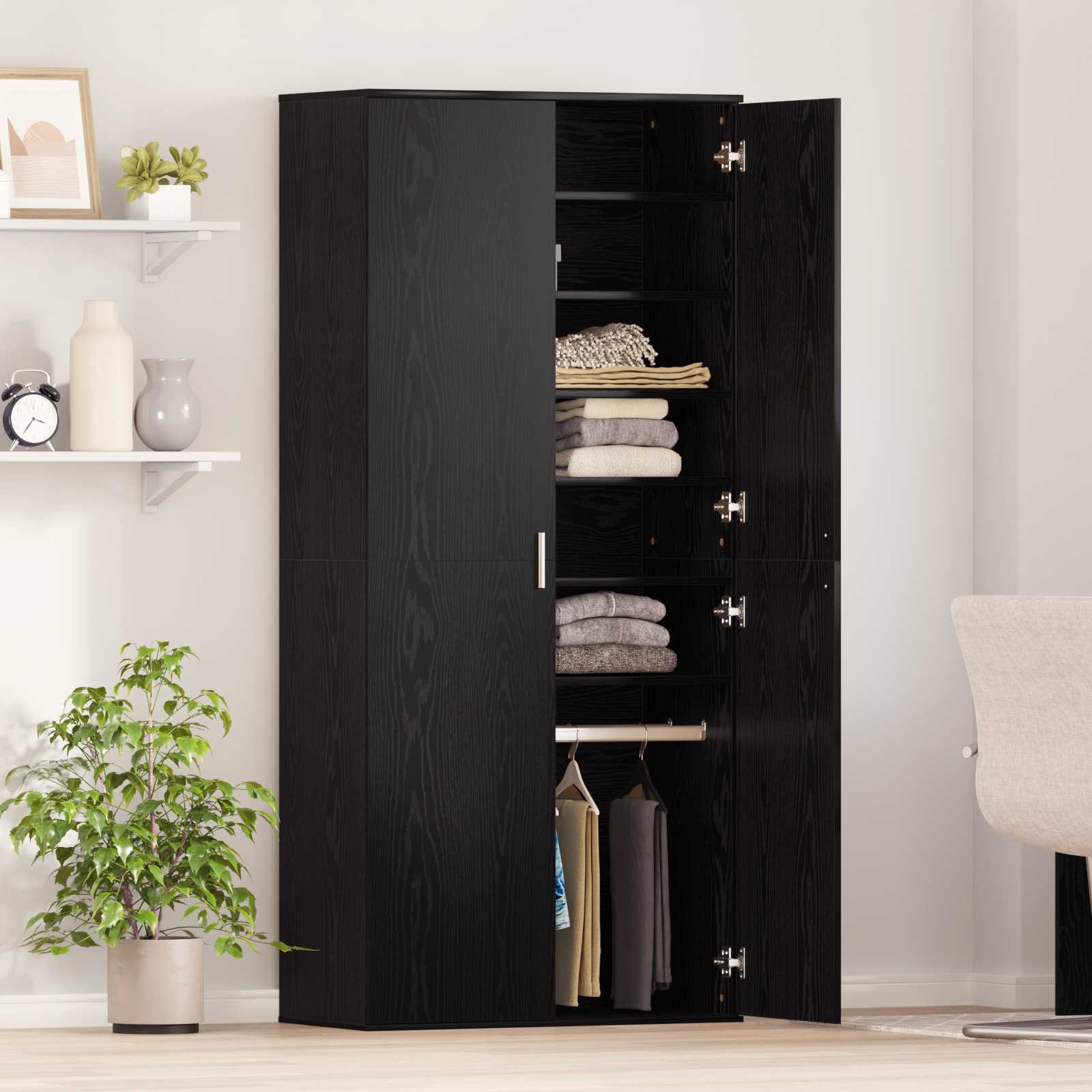 Credenza Rovere nero 80 x 39 x 178 cm Legno multistrato