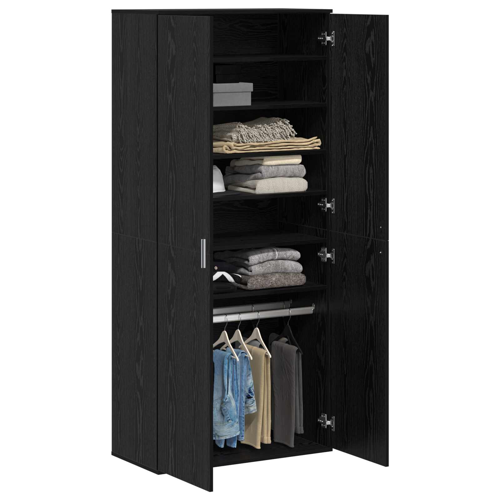 Credenza Rovere nero 80 x 39 x 178 cm Legno multistrato