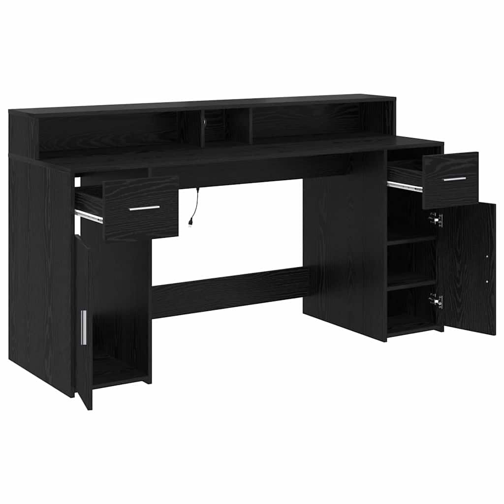 Scrivania Rovere nero 160 x 55 x 91 cm Legno multistrato