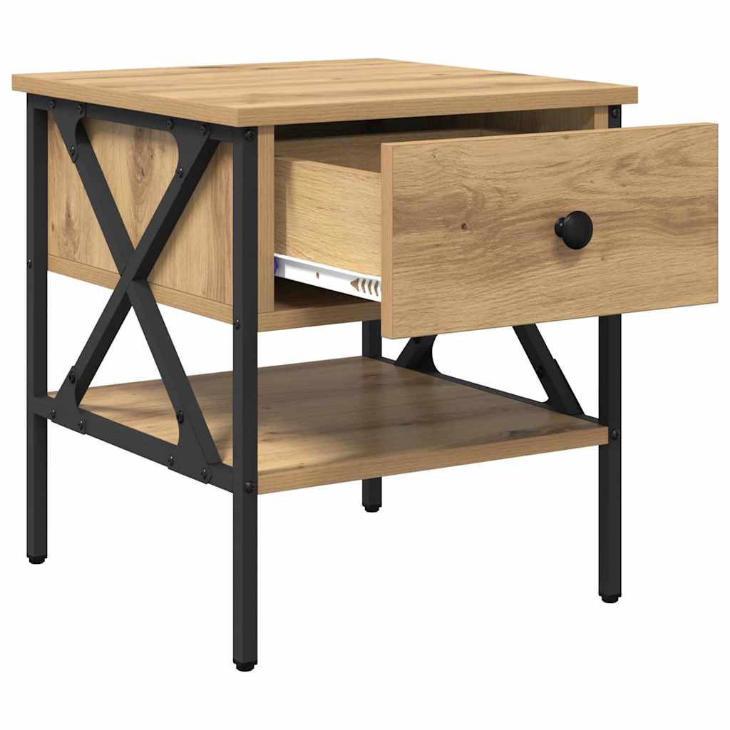 Comodino con cassetto rovere artigianale 40 x 42 x 45 cm