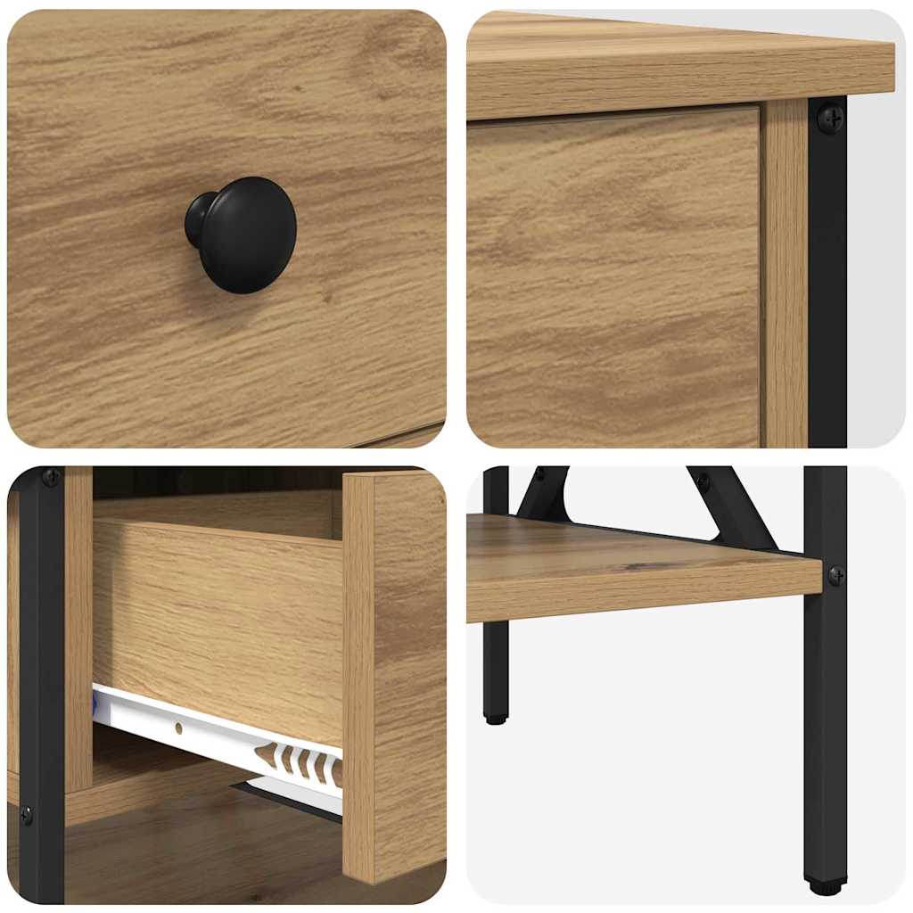 Comodino con cassetto 2 pcs rovere artigianale 40 x 42 x 45 cm