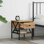 Comodino con cassetto 2 pcs rovere artigianale 40 x 42 x 45 cm