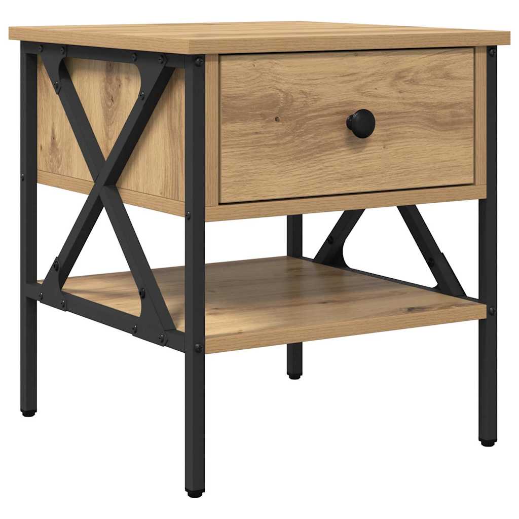 Comodino con cassetto 2 pcs rovere artigianale 40 x 42 x 45 cm