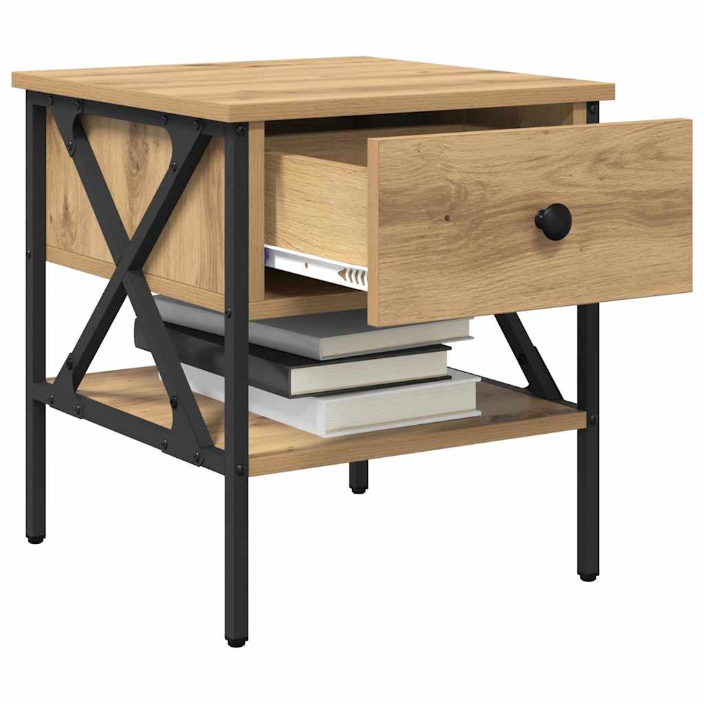 Comodino con cassetto 2 pcs rovere artigianale 40 x 42 x 45 cm