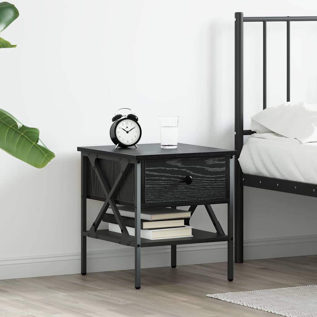 Comodino con cassetto Rovere nero 40 x 42 x 45 cm