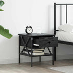 Comodino con cassetto Rovere nero 40 x 42 x 45 cm