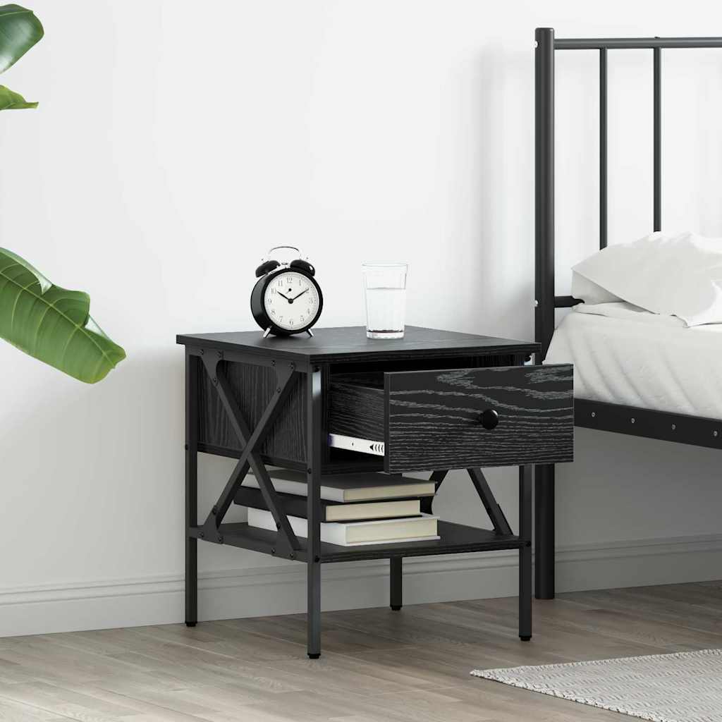 Comodino con cassetto Rovere nero 40 x 42 x 45 cm