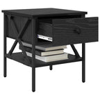 Comodino con cassetto Rovere nero 40 x 42 x 45 cm