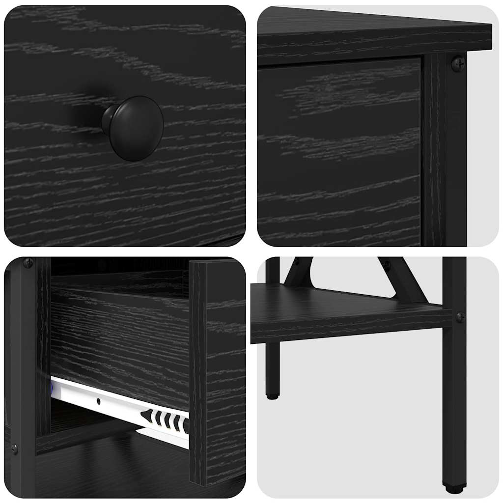 Comodino con cassetto 2 pcs Rovere nero 40 x 42 x 45 cm
