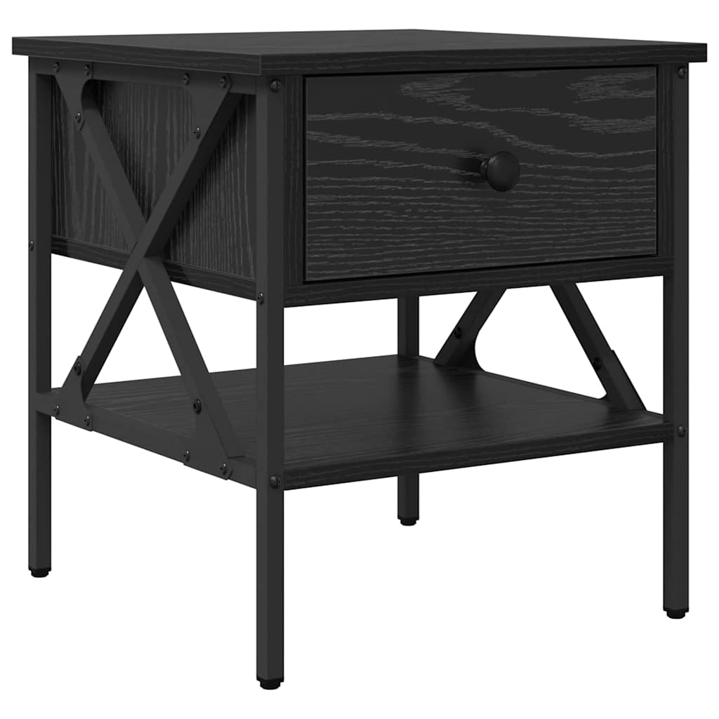 Comodino con cassetto 2 pcs Rovere nero 40 x 42 x 45 cm