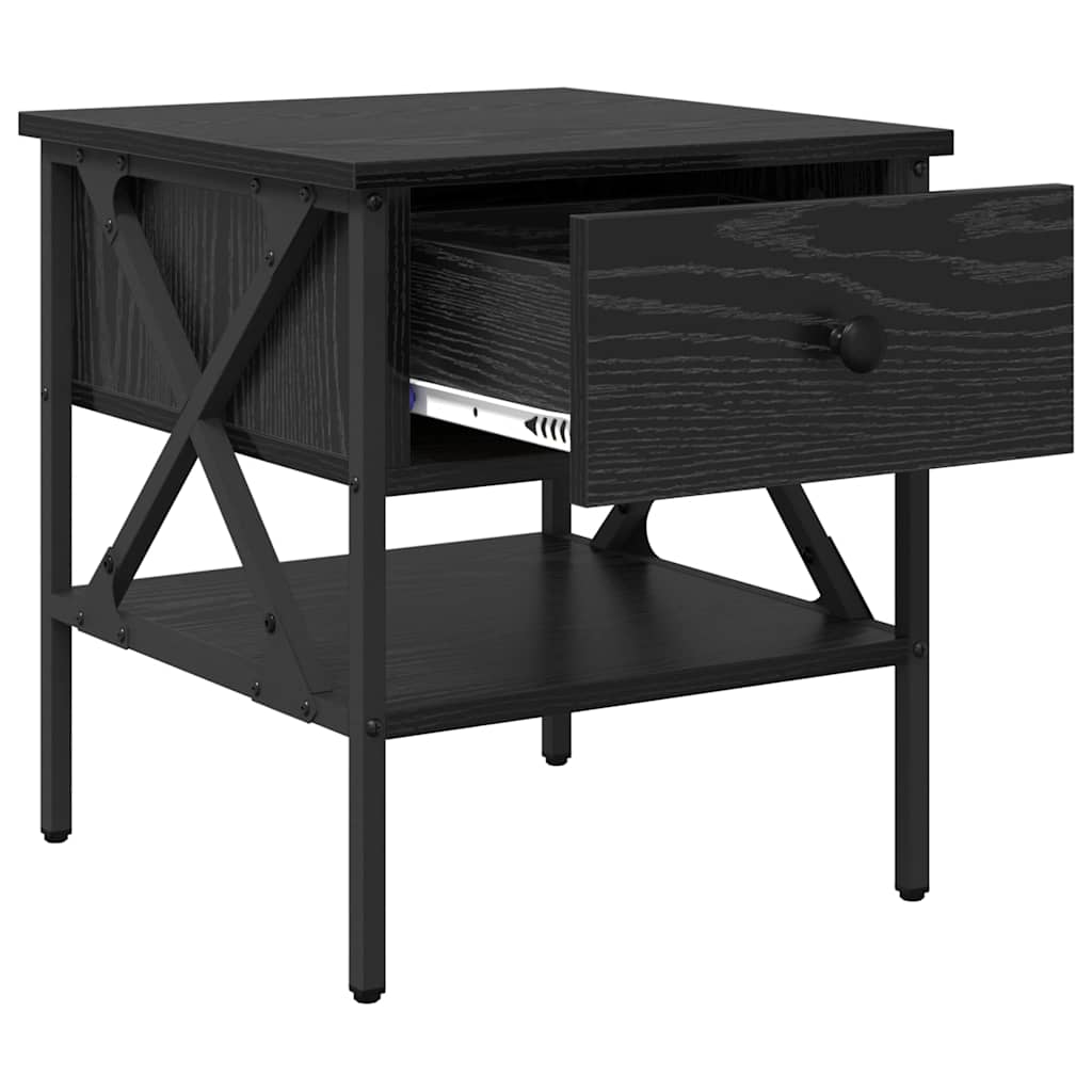Comodino con cassetto 2 pcs Rovere nero 40 x 42 x 45 cm