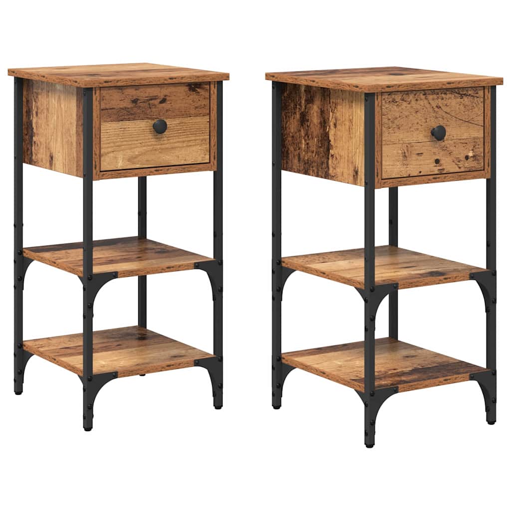 Armadio da Notte con cassetto 2 pcs Marrone 33.5 x 36 x 70 cm