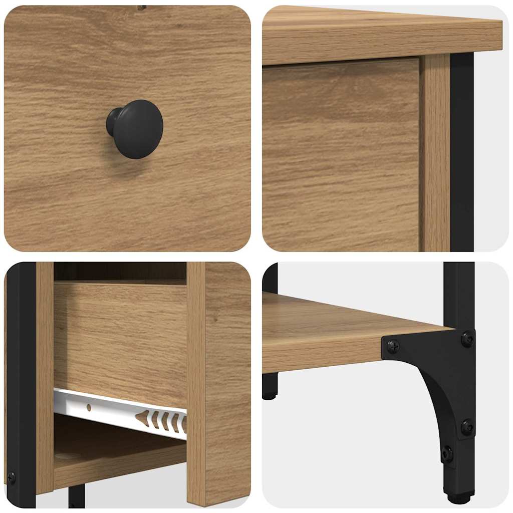 Armadio da Notte con cassetto 2 pcs Marrone 33.5 x 36 x 70 cm