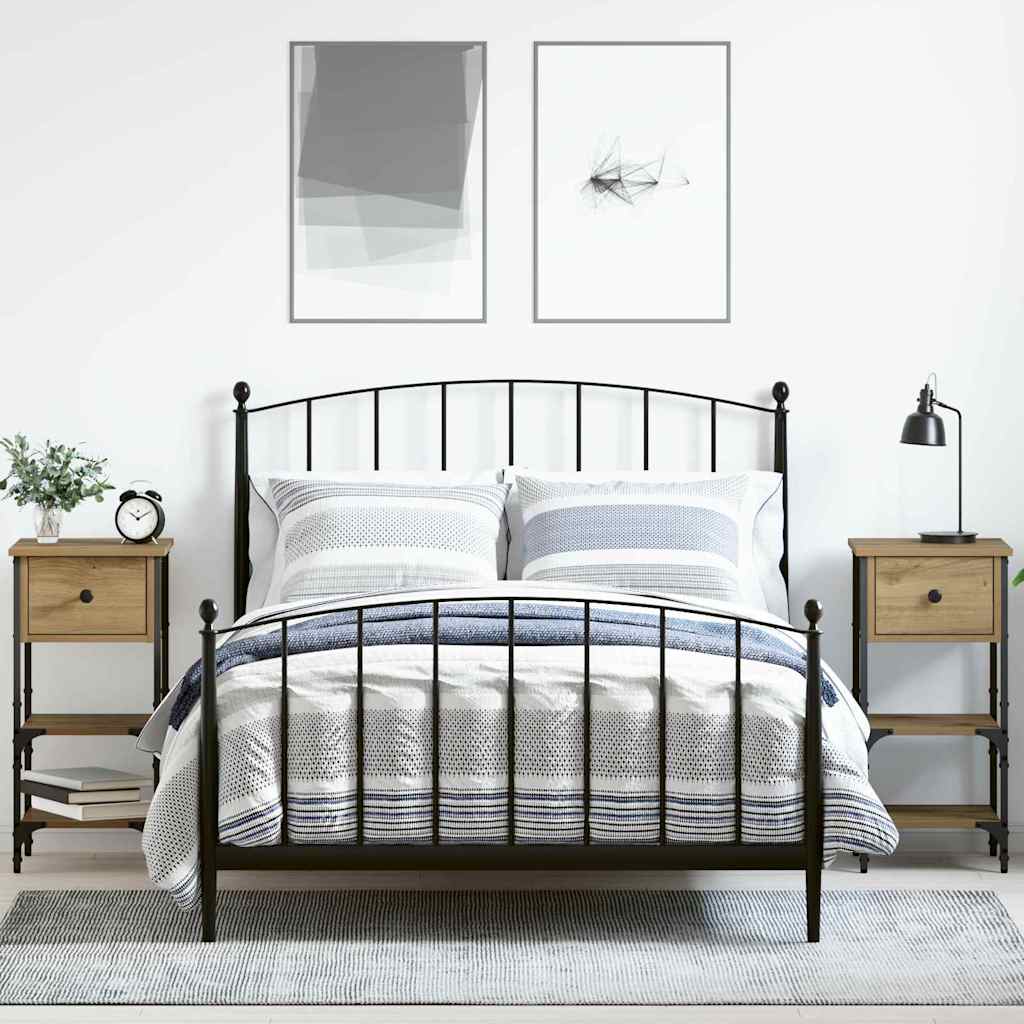 Armadio da Notte con cassetto 2 pcs Marrone 33.5 x 36 x 70 cm