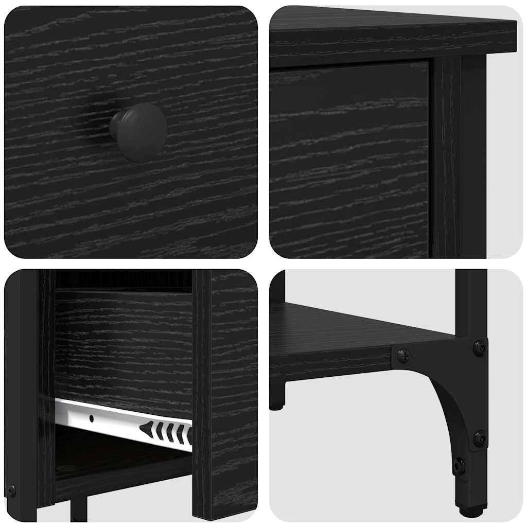 Armadio da Notte con cassetto Rovere Nero 33.5 x 36 x 70 cm