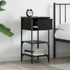 Armadio da Notte con cassetto Rovere Nero 33.5 x 36 x 70 cm