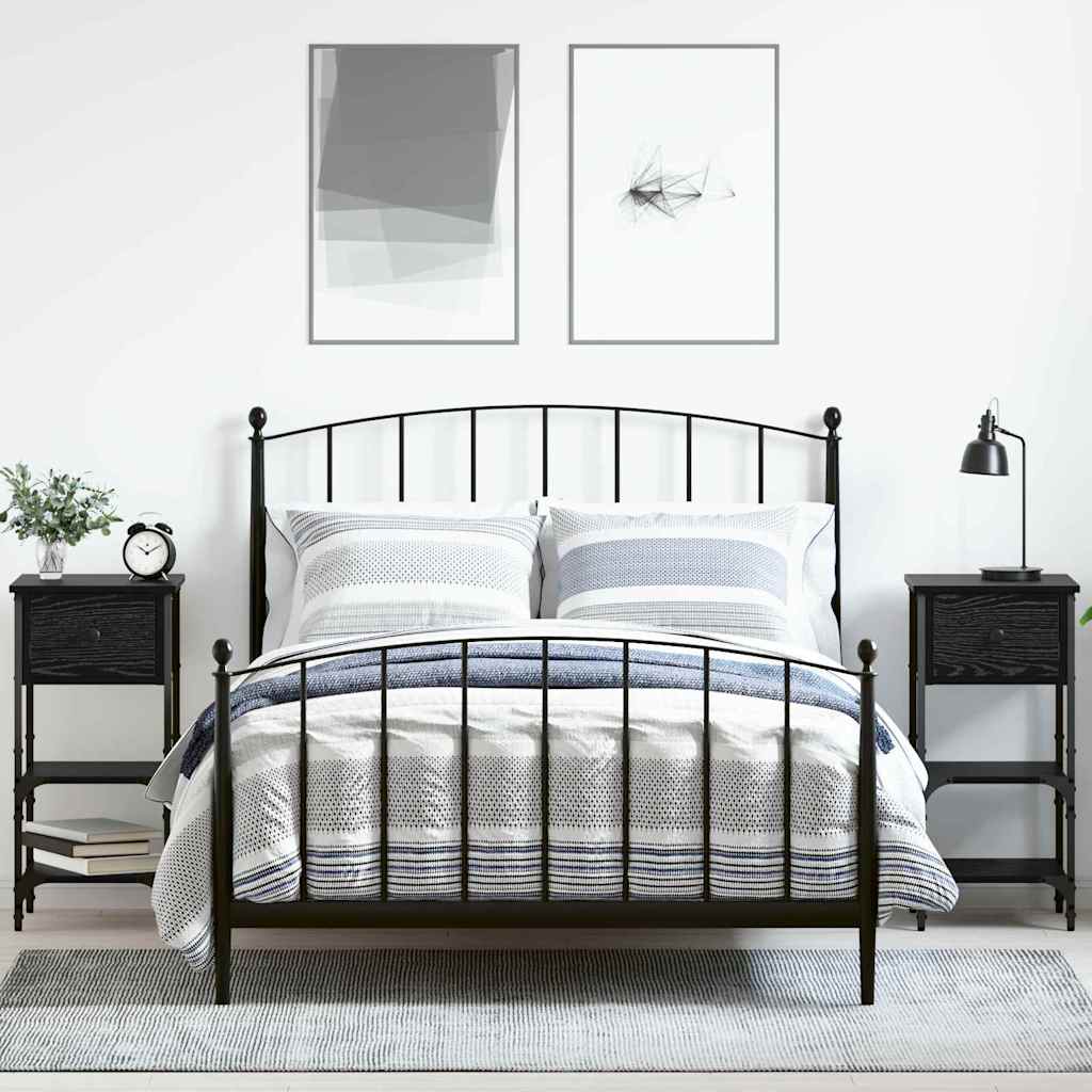 Armadio da Notte 2 pcs Rovere Nero 33.5 x 36 x 70 cm