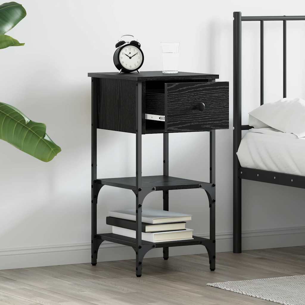 Armadio da Notte 2 pcs Rovere Nero 33.5 x 36 x 70 cm
