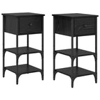 Armadio da Notte 2 pcs Rovere Nero 33.5 x 36 x 70 cm