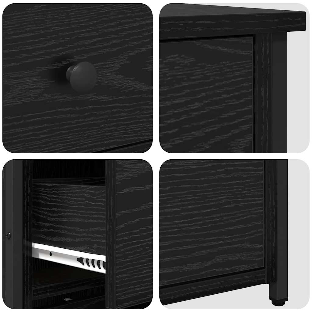 Armadio da Notte con cassetto Rovere Nero 40 x 36 x 60 cm
