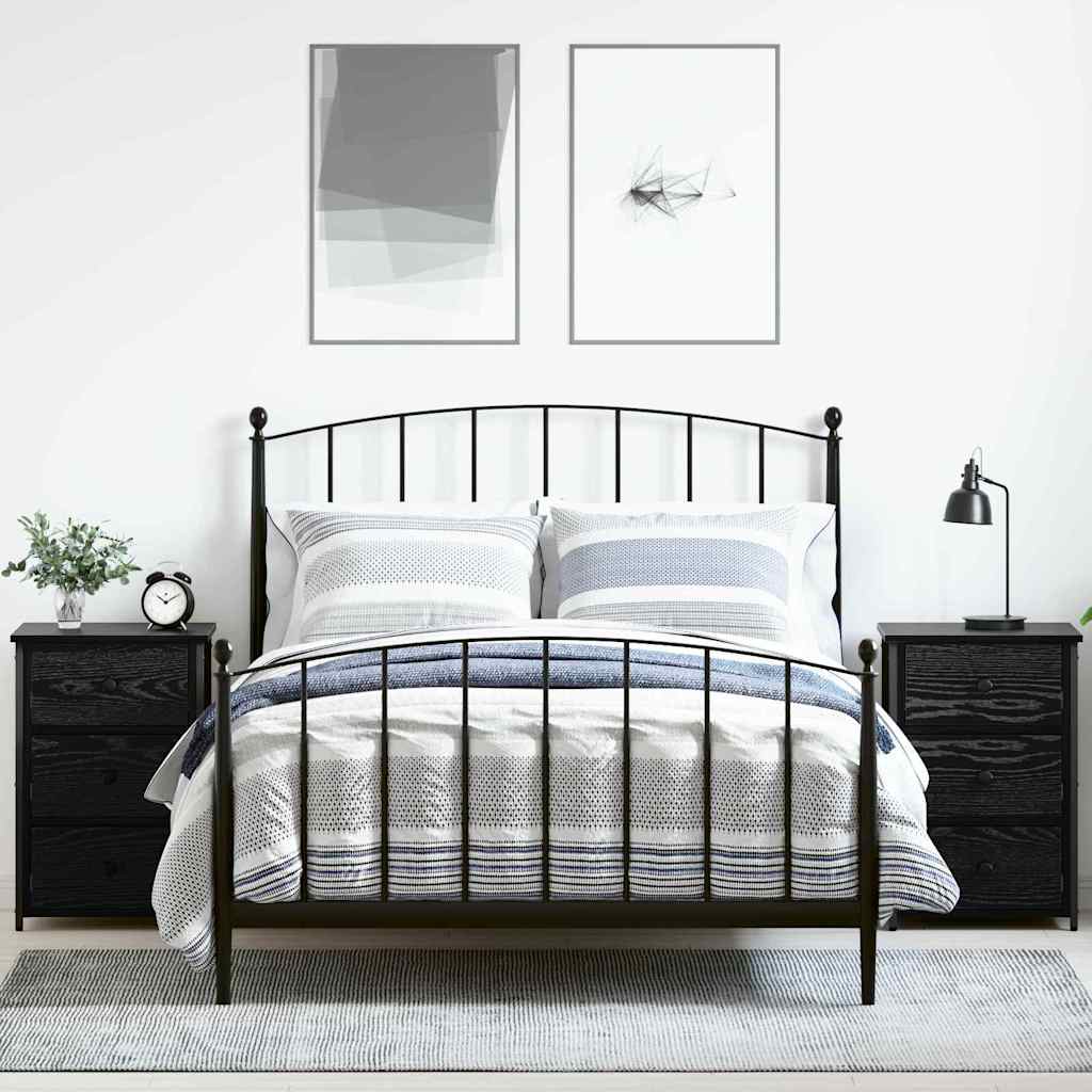 Armadio da Notte con cassetto 2 pcs Rovere Nero 40 x 36 x 60 cm