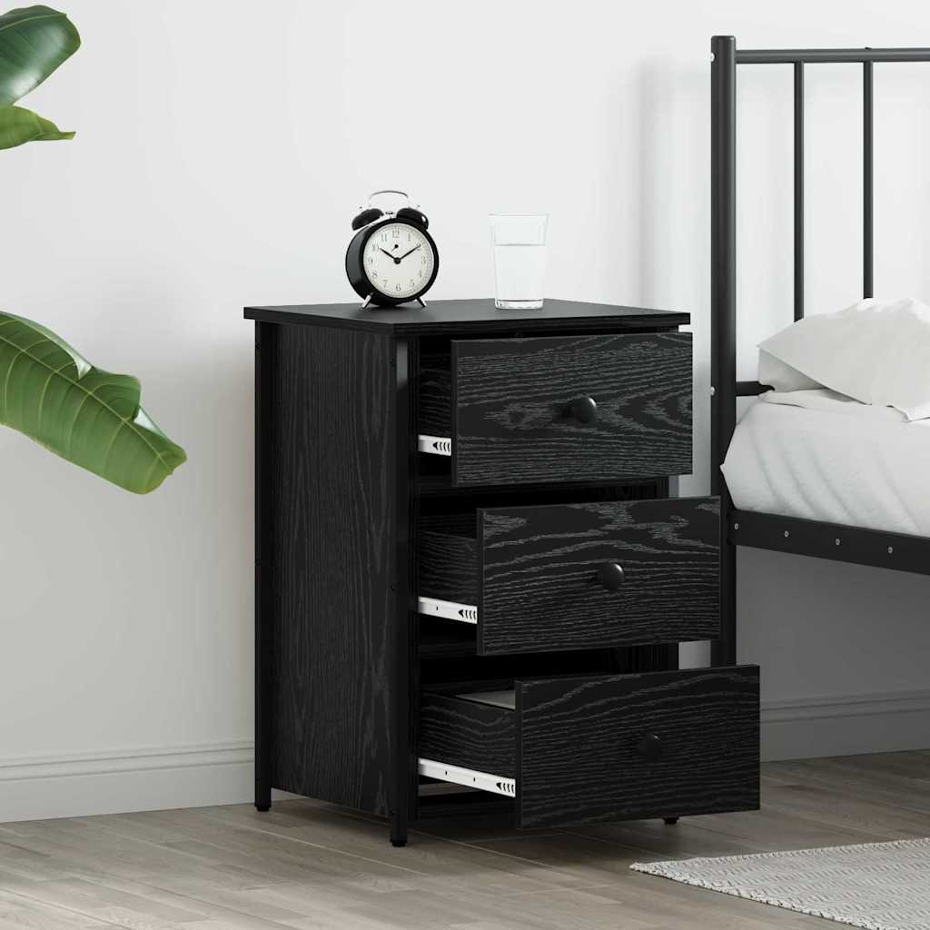 Armadio da Notte con cassetto 2 pcs Rovere Nero 40 x 36 x 60 cm