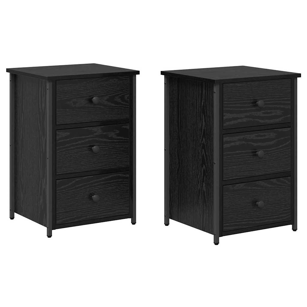 Armadio da Notte con cassetto 2 pcs Rovere Nero 40 x 36 x 60 cm