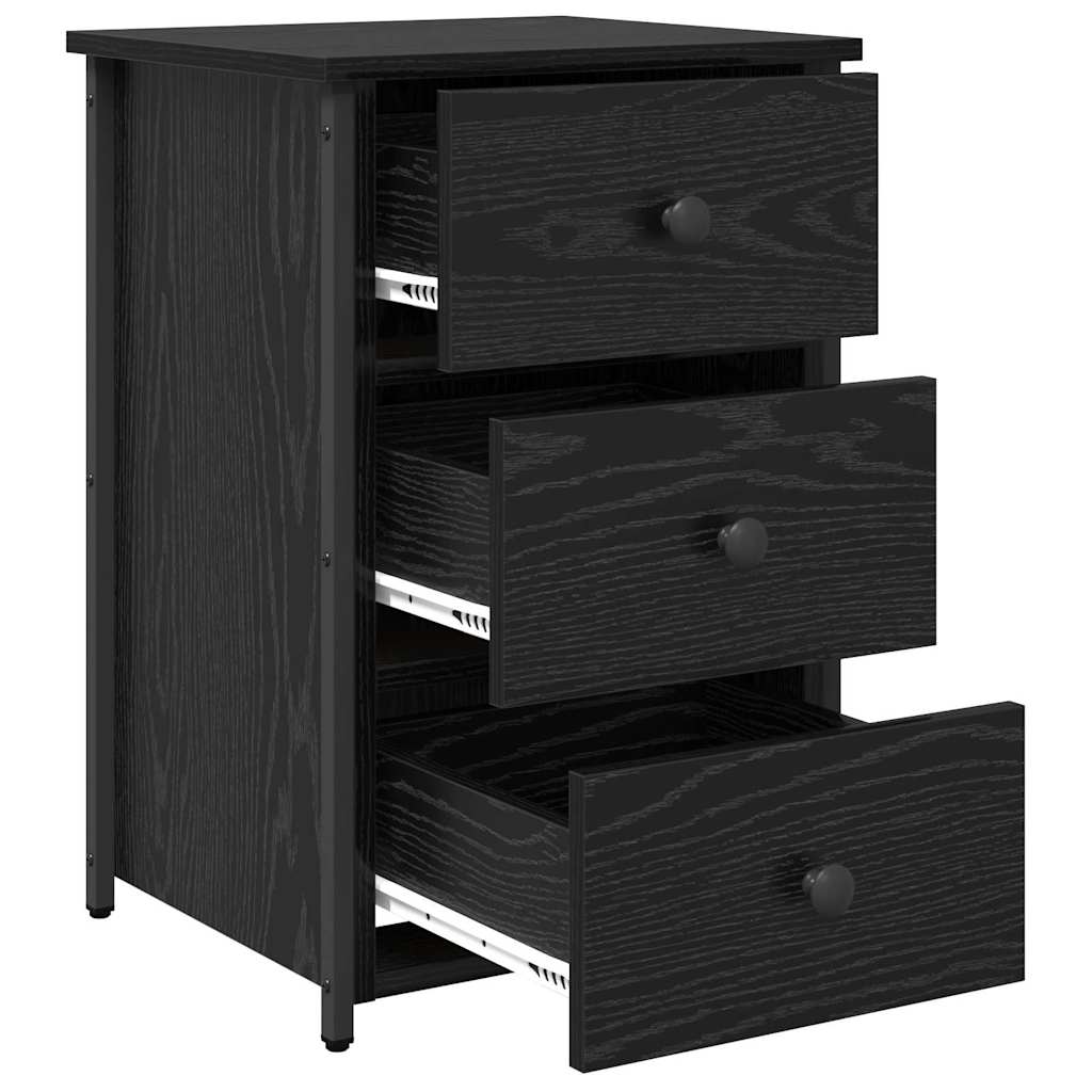 Armadio da Notte con cassetto 2 pcs Rovere Nero 40 x 36 x 60 cm