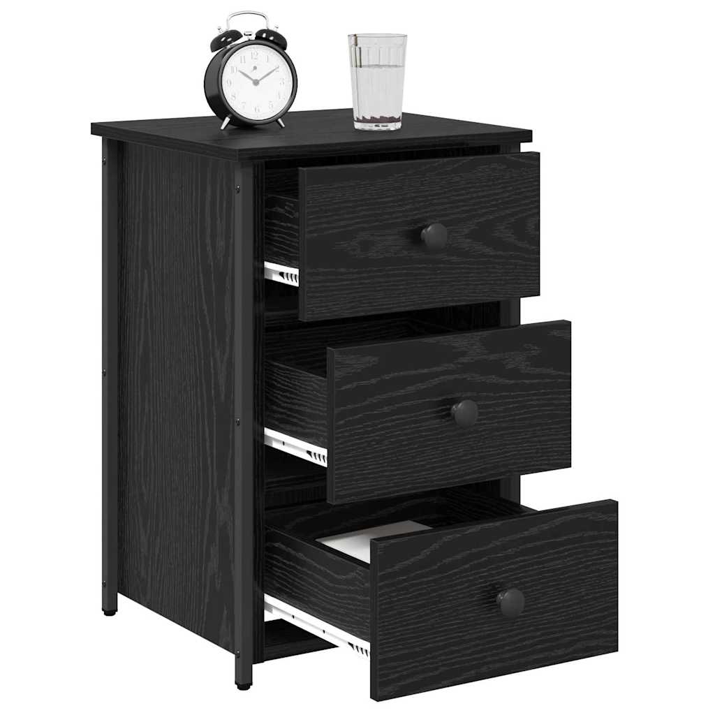 Armadio da Notte con cassetto 2 pcs Rovere Nero 40 x 36 x 60 cm