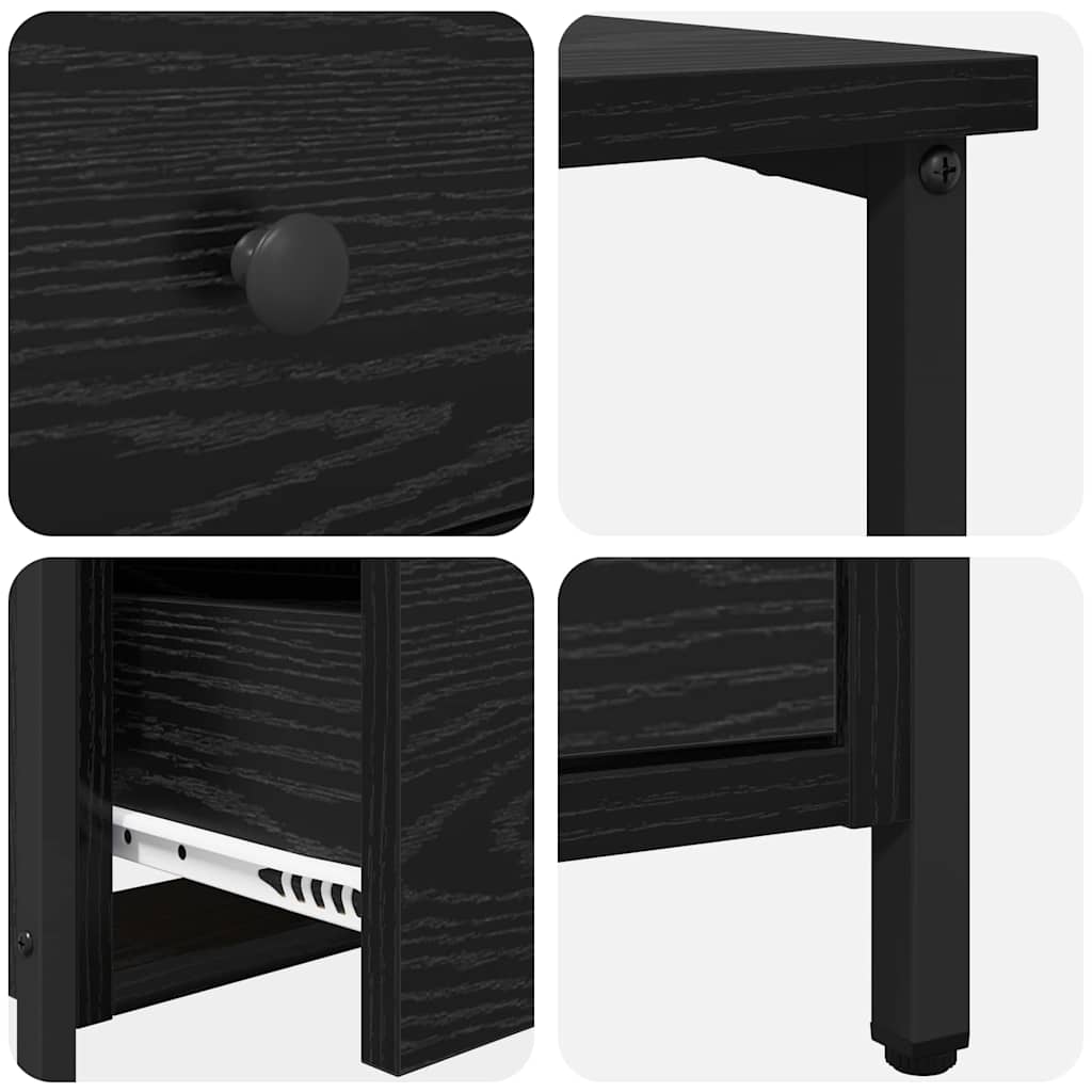 Armadio da Notte Rovere nero 30 x 60 x 60 cm Legno multistrato