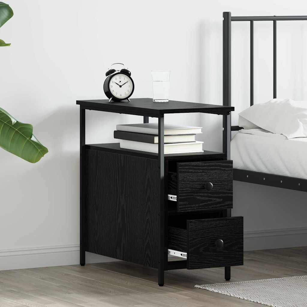 Armadio da Notte con cassetto 2 pcs Rovere nero 30 x 60 x 60 cm