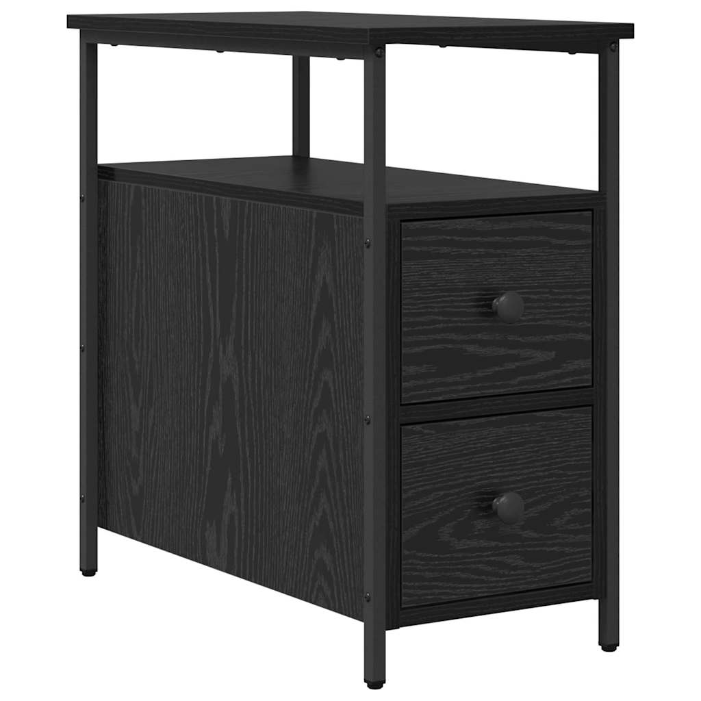 Armadio da Notte con cassetto 2 pcs Rovere nero 30 x 60 x 60 cm