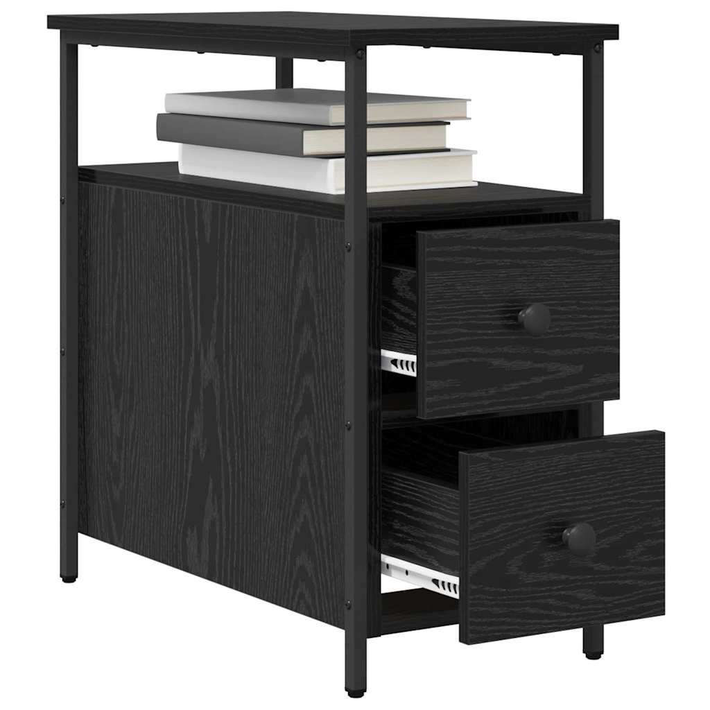Armadio da Notte con cassetto 2 pcs Rovere nero 30 x 60 x 60 cm