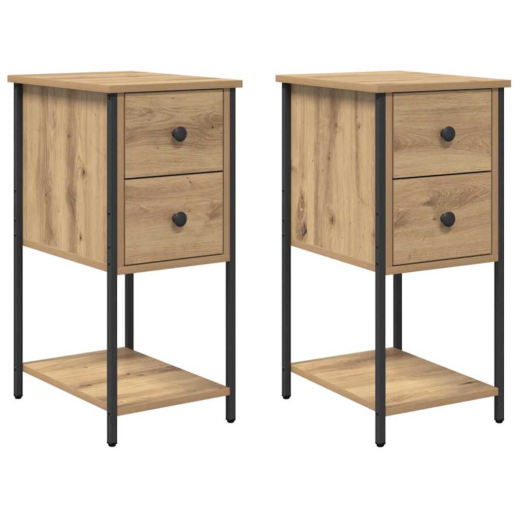 Armadio da Notte 2 pcs rovere artigianale 32 x 42 x 70 cm