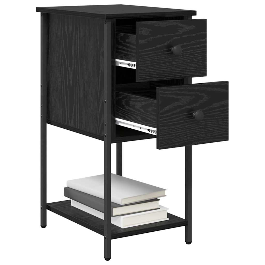 Armadio da Notte con cassetto 2 pcs Rovere nero 32 x 42 x 70 cm