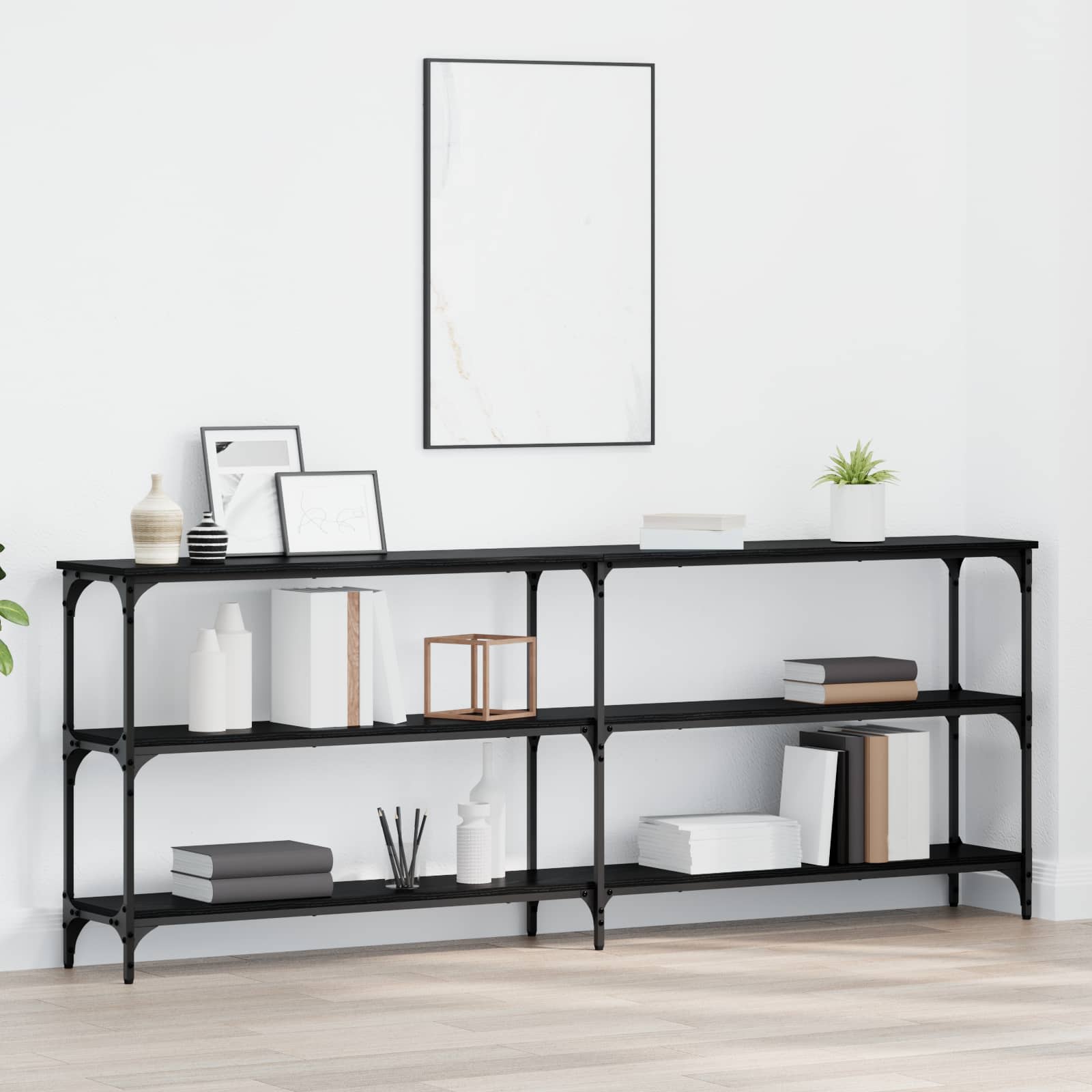 Tavolo consolle Rovere nero 200 x 29 x 75 cm