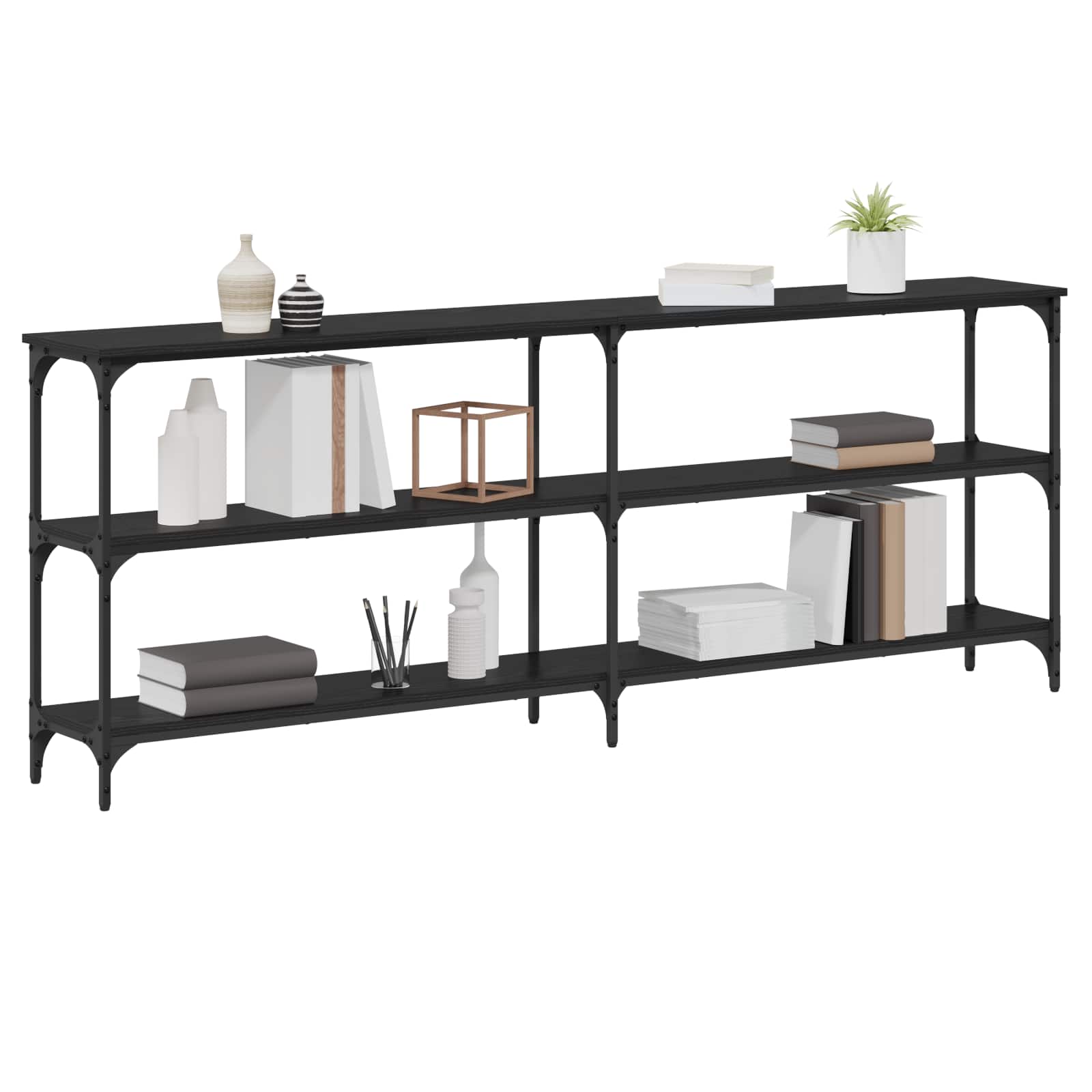 Tavolo consolle Rovere nero 200 x 29 x 75 cm