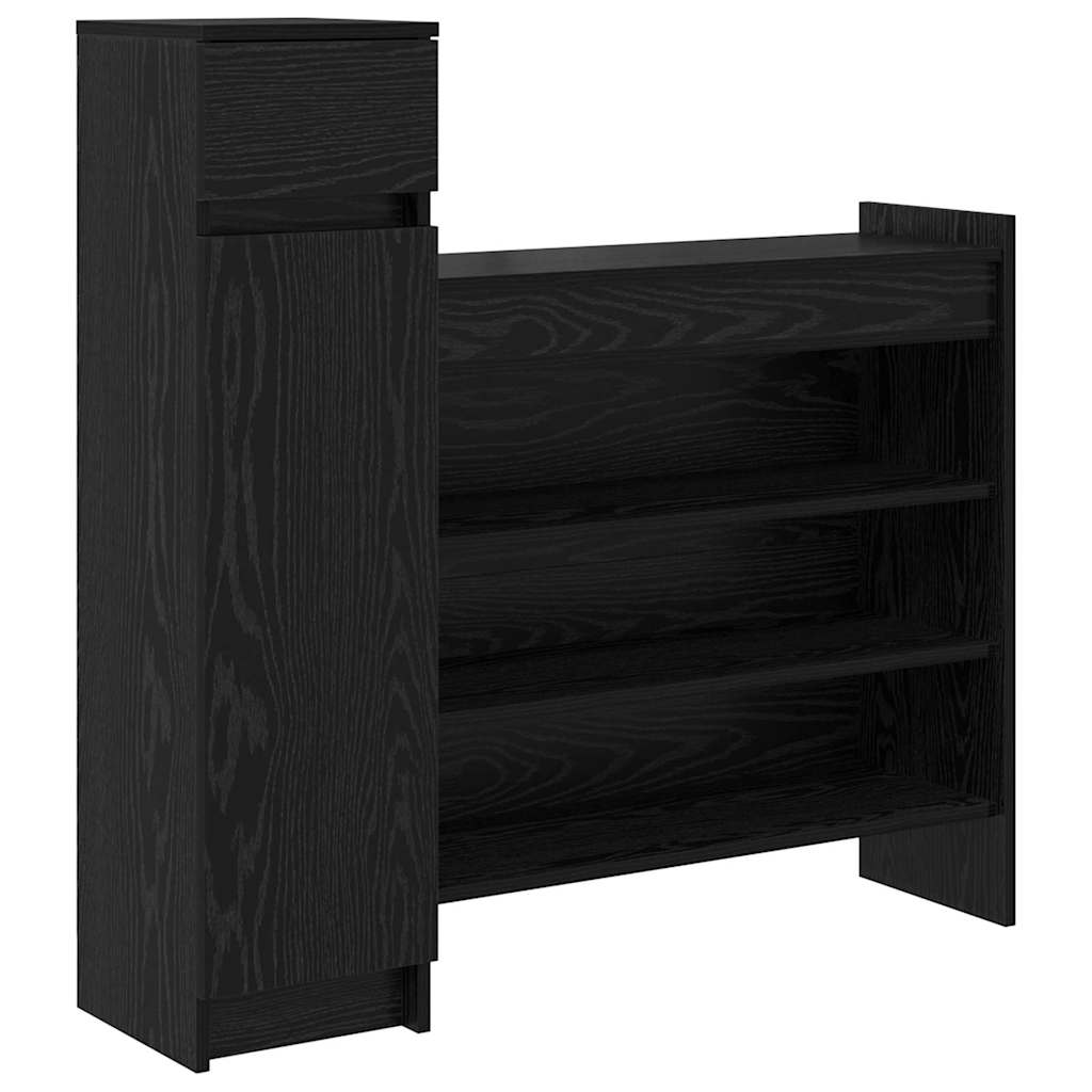 Mobile per scarpe con cassetto Rovere Nero 100,5 x 28 x 100 cm