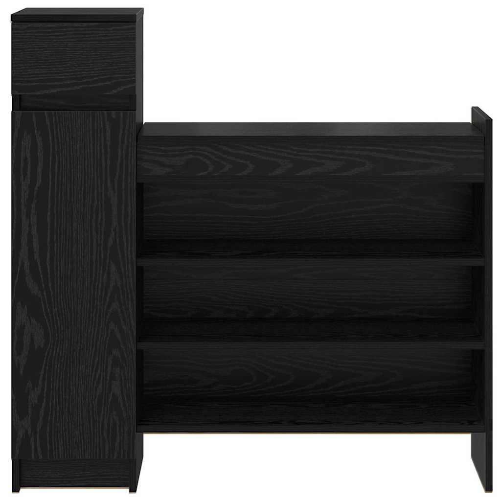 Mobile per scarpe con cassetto Rovere Nero 100,5 x 28 x 100 cm
