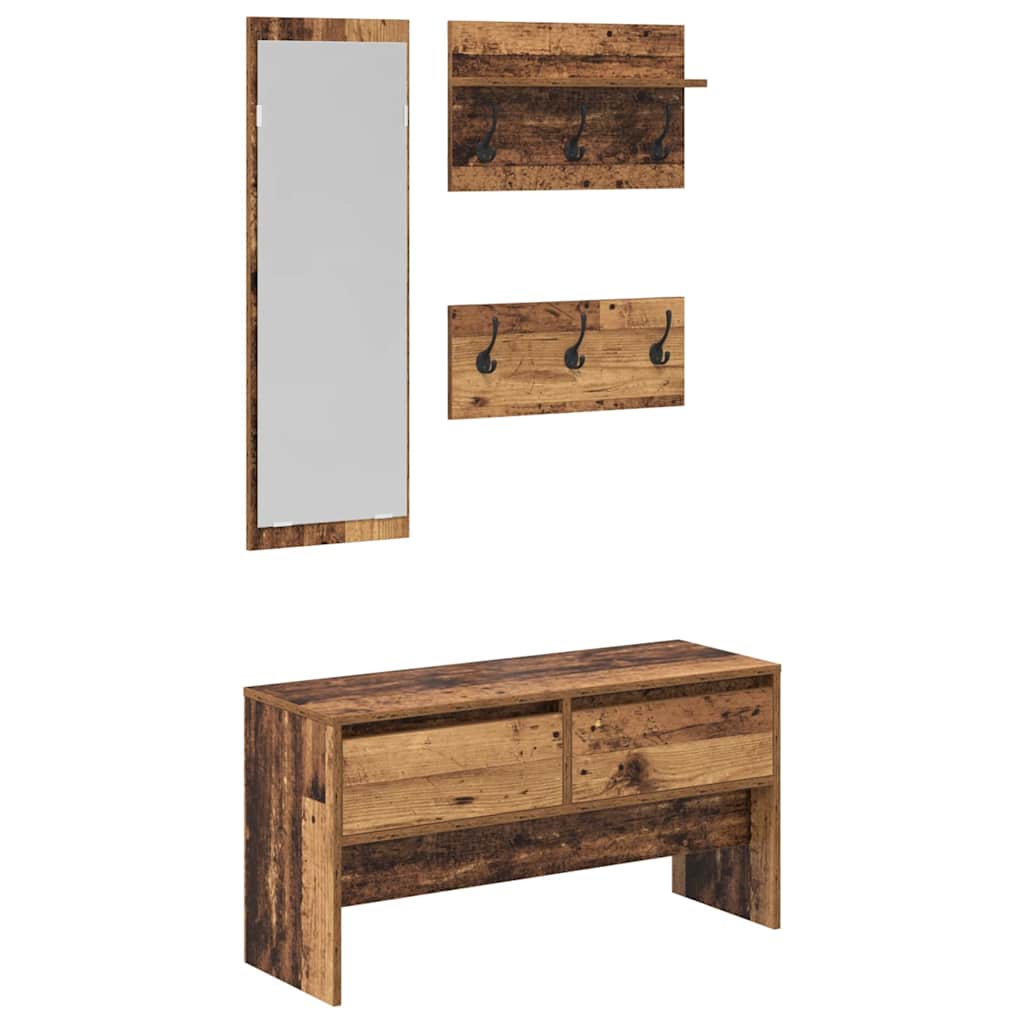 Set mobili da ingresso 4 pcs Legno vecchio Legno multistrato