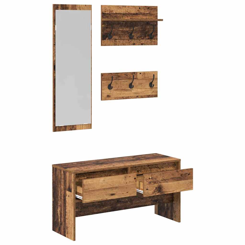 Set mobili da ingresso 4 pcs Legno vecchio Legno multistrato