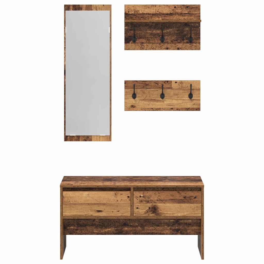 Set mobili da ingresso 4 pcs Legno vecchio Legno multistrato