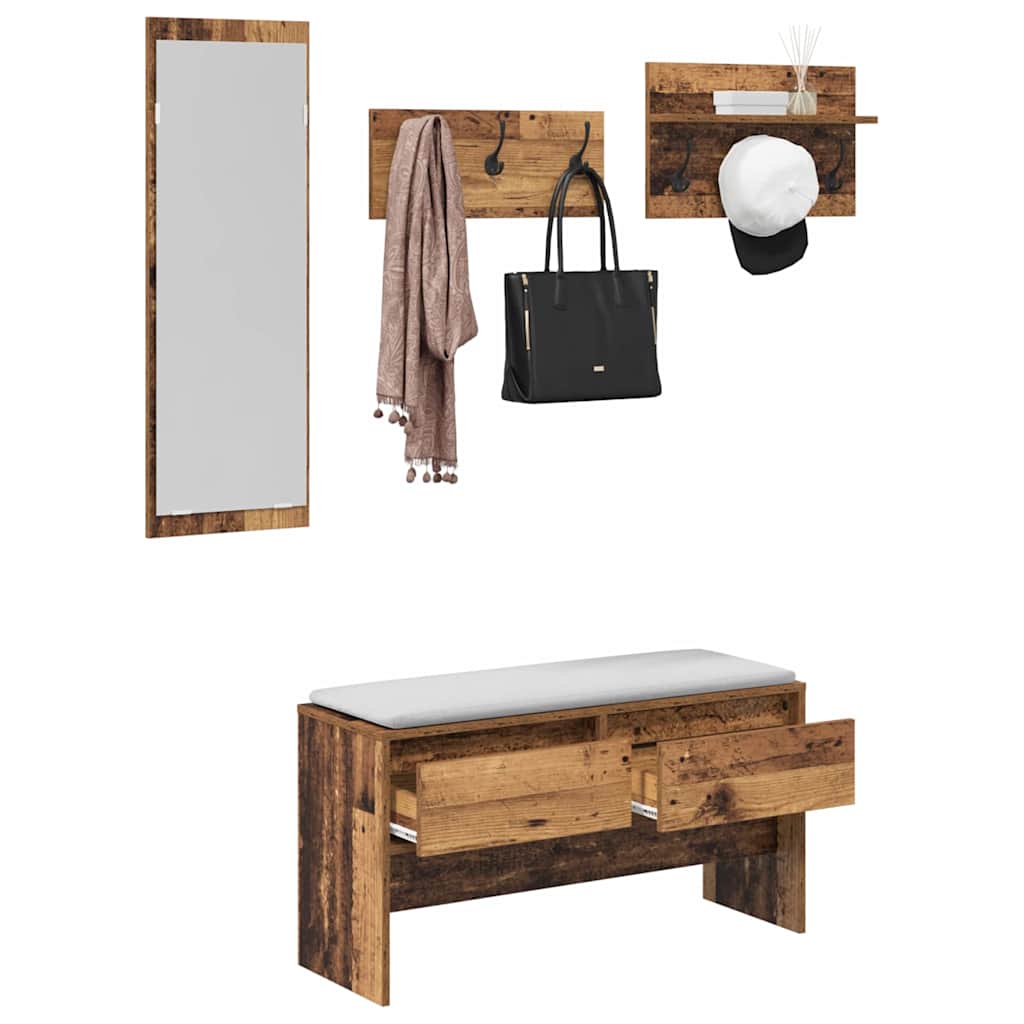 Set mobili da ingresso 4 pcs Legno vecchio Legno multistrato